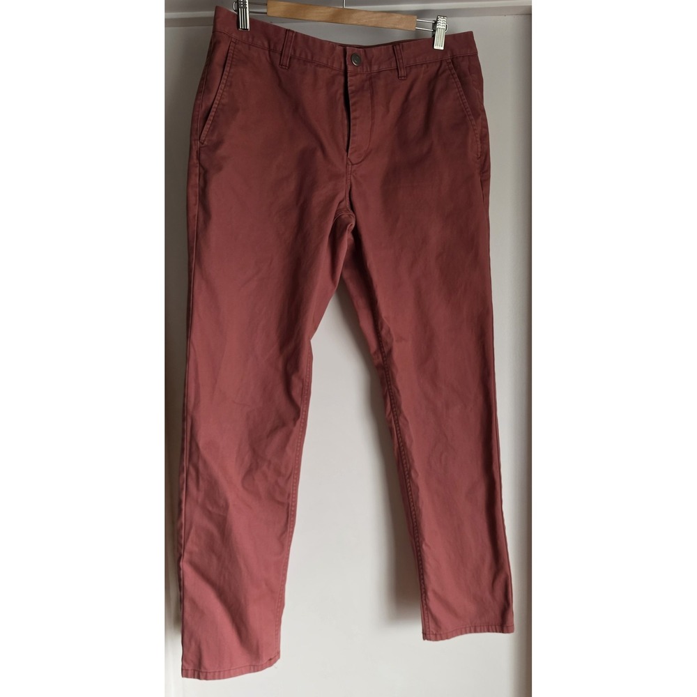 Bonobos Men's Chino Pants 33x32 Red Cotton Casual Flat Front Trousers Slacks